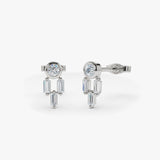 14k Unique Baguette Diamond Earrings 14K White Gold Ferkos Fine Jewelry