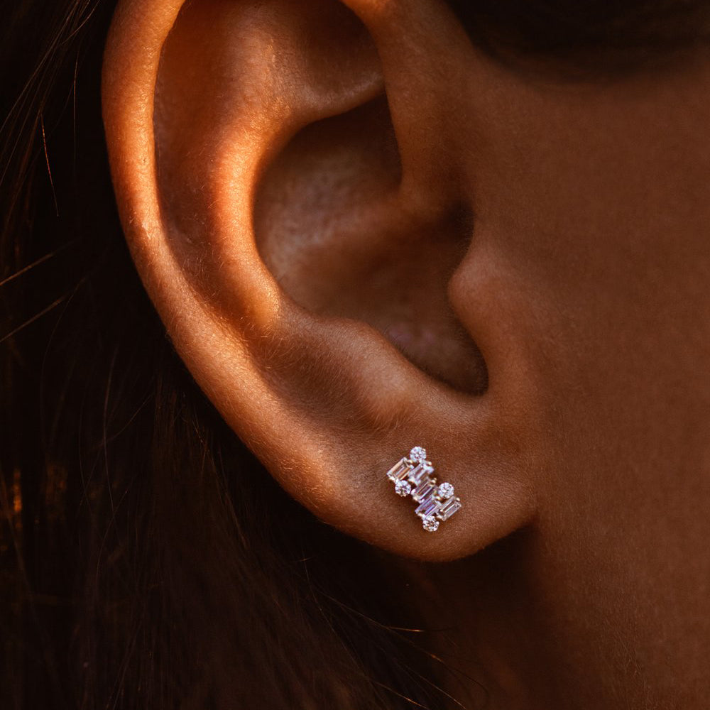 Baguette diamond earring studs Clearance