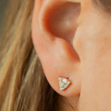 14k Triangle Shaped Round & Baguette Diamond Studs Ferkos Fine Jewelry