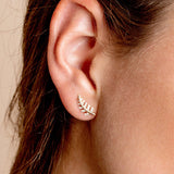 14k Gold Diamond Leaf Earrings Ferkos Fine Jewelry