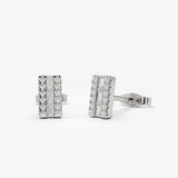 14K Baguette Diamond Bar Earrings 14K White Gold Ferkos Fine Jewelry
