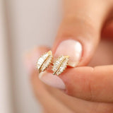 14k Baguette Diamond Leaf Earrings Ferkos Fine Jewelry