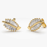 14k Baguette Diamond Leaf Earrings Ferkos Fine Jewelry