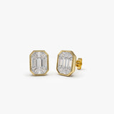 14k Illusion Setting Step Cut Mosaic Diamond Studs 14K Gold Ferkos Fine Jewelry