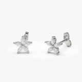 14k Marquise Diamond Floral Studs 14K White Gold Ferkos Fine Jewelry