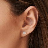 14k Baguette Diamond Halo Setting Diamond Studs Ferkos Fine Jewelry