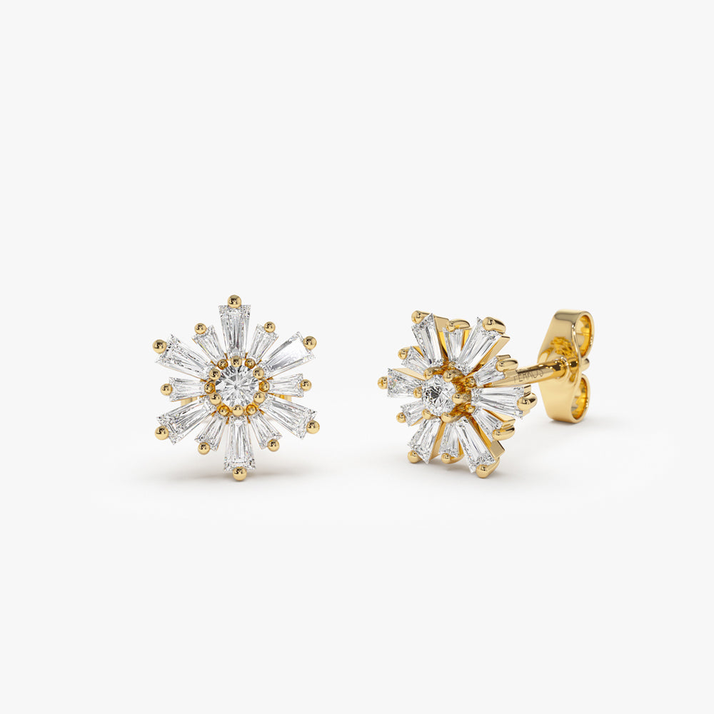14k Tapered Baguette Unique Diamond Earrings 14K Gold Ferkos Fine Jewelry