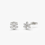 14k Dainty Minimal Baguette Diamond Studs 14K White Gold Ferkos Fine Jewelry