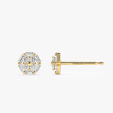 14k Gold Baguette and Round Diamond Cluster Studs Ferkos Fine Jewelry