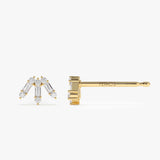 14k Baguette and Round Diamond Spike Studs Ferkos Fine Jewelry