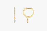 14k Diamond Huggies with a Dangling Marquise Diamond Ferkos Fine Jewelry
