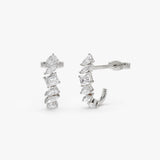 14k Gold Mixed Diamond Shapes Statement Stud Earrings 14K White Gold Ferkos Fine Jewelry