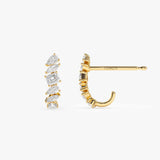 14k Gold Mixed Diamond Shapes Statement Stud Earrings Ferkos Fine Jewelry
