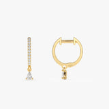 14k Diamond Huggies with a Dangling Pear Shape Diamond Ferkos Fine Jewelry