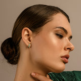 14k Emerald and Round Diamond Hoop Earrings  Ferkos Fine Jewelry