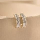 14K Baguette and Round Diamond Micro Pave Earrings Ferkos Fine Jewelry