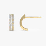 14K Baguette and Round Diamond Micro Pave Earrings Ferkos Fine Jewelry