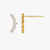 14k Baguette and Round Diamond Ear Crawler Earrings Ferkos Fine Jewelry