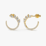 14k Marquise Looking Round Diamond Cluster Studs 14K Gold Ferkos Fine Jewelry