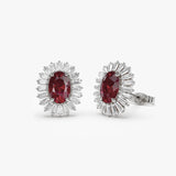 14k Ruby and Baguette Diamond Ballerina Stud Earrings 14K White Gold Ferkos Fine Jewelry