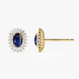 14k Sapphire and Baguette Diamond Ballerina Stud Earrings Ferkos Fine Jewelry