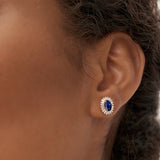 14k Sapphire and Baguette Diamond Ballerina Stud Earrings Ferkos Fine Jewelry