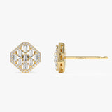 14k Baguette Diamond Earrings in Halo Setting Ferkos Fine Jewelry