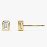 1.00 ctw 14k Bezel Setting Emerald Cut Lab Grown Diamond Studs - Eliana Ferkos Fine Jewelry