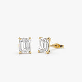 1.50 ctw 14k Prong Setting Emerald Cut Lab Grown Diamond Studs - Claire 14K Gold Ferkos Fine Jewelry