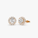 1.30 ctw 14k Round Lab Grown Diamond Halo Stud Earrings - Josephine 14K Rose Gold Ferkos Fine Jewelry