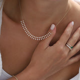 14k Gold Marquise and Round Diamonds Statement Piece Necklace Ferkos Fine Jewelry