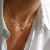 14k Gold Marquise and Round Diamonds Statement Piece Necklace Ferkos Fine Jewelry