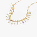 14k Gold Marquise and Round Diamonds Statement Piece Necklace Ferkos Fine Jewelry