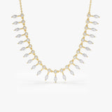 14k Gold Marquise and Round Diamonds Statement Piece Necklace 14K Gold Ferkos Fine Jewelry