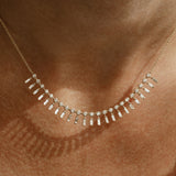 14k Baguette and Round Diamonds Statement Piece Necklace Ferkos Fine Jewelry