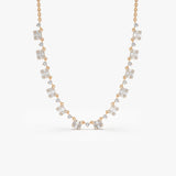 14k Solid Gold Illusion Setting Baguette Diamond Statement Necklace 14K Rose Gold Ferkos Fine Jewelry