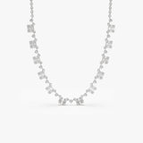 14k Solid Gold Illusion Setting Baguette Diamond Statement Necklace 14K White Gold Ferkos Fine Jewelry
