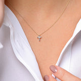 14K Gold Baguette Diamond Tiny Cross Necklace  Ferkos Fine Jewelry