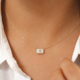 14k Baguette Diamond with Pave Diamond Necklace  Ferkos Fine Jewelry