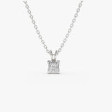 14k Princess-Cut Diamond Solitaire Pendant 14K White Gold Ferkos Fine Jewelry