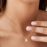 14K Pear Shaped Illusion Setting Halo Diamond Necklace Ferkos Fine Jewelry