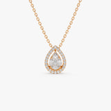 14K Pear Shaped Illusion Setting Halo Diamond Necklace 14K Rose Gold Ferkos Fine Jewelry