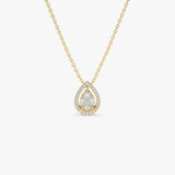 14K Pear Shaped Illusion Setting Halo Diamond Necklace Ferkos Fine Jewelry
