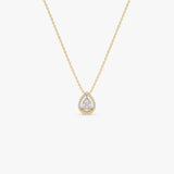 14K Pear Shaped Illusion Setting Halo Diamond Necklace Ferkos Fine Jewelry