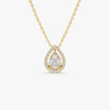 14K Pear Shaped Illusion Setting Halo Diamond Necklace 14K Gold Ferkos Fine Jewelry