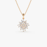 14K Baguette Diamond Cluster Pendant 14K Rose Gold Ferkos Fine Jewelry