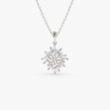 14K Baguette Diamond Cluster Pendant 14K White Gold Ferkos Fine Jewelry