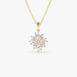 14K Baguette Diamond Cluster Pendant 14K Gold Ferkos Fine Jewelry