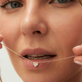 Round and Baguette Diamond Mini Heart Necklace in 14K Ferkos Fine Jewelry