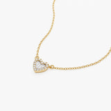 Round and Baguette Diamond Mini Heart Necklace in 14K Ferkos Fine Jewelry